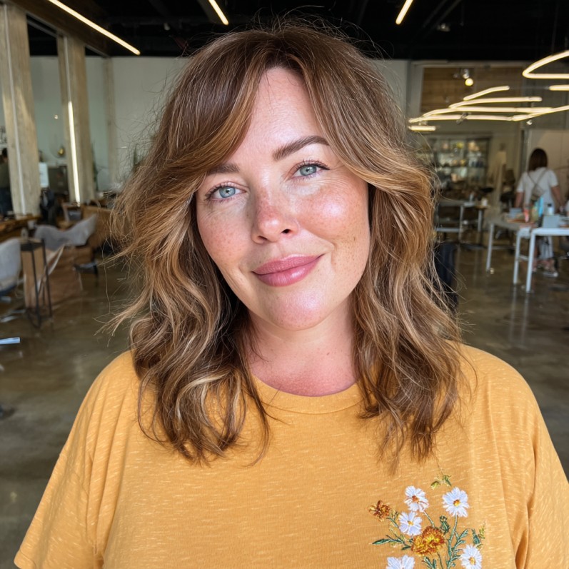 Chic Layered Beachy Waves with Soft Highlights