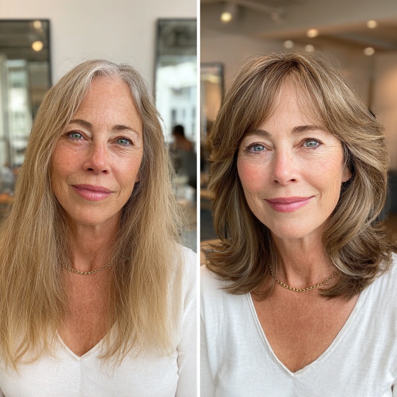 chic medium long layered bob with soft waves