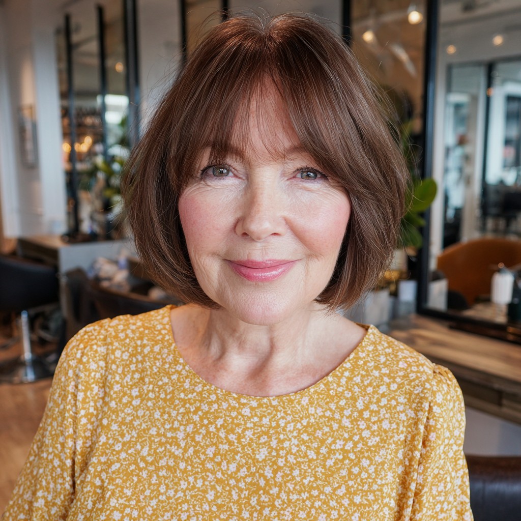 Chic Rounded Bob with Soft Bangs
