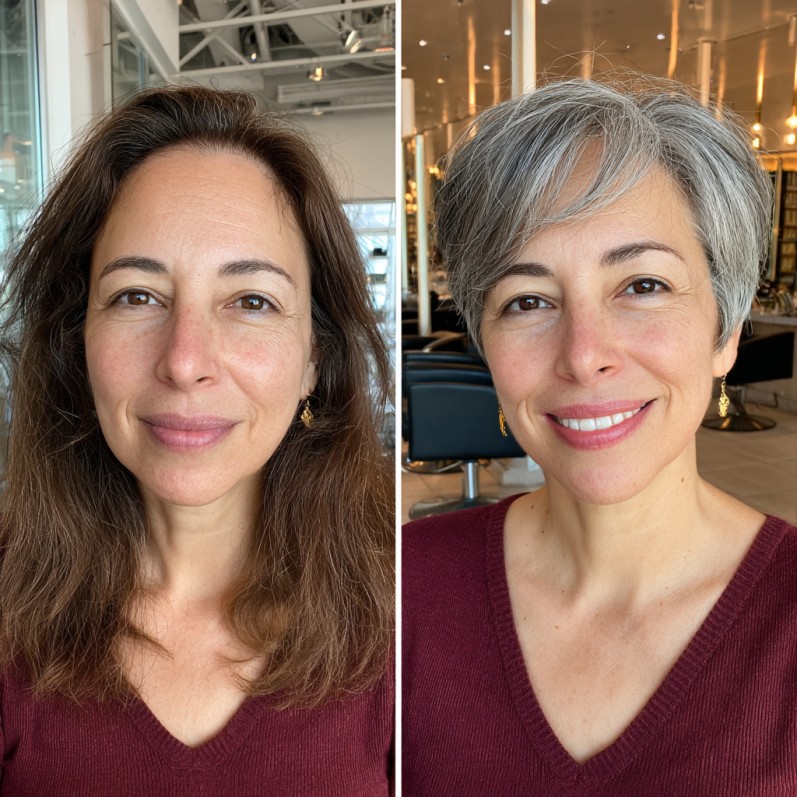 chic short grey pixie cut with textured layers