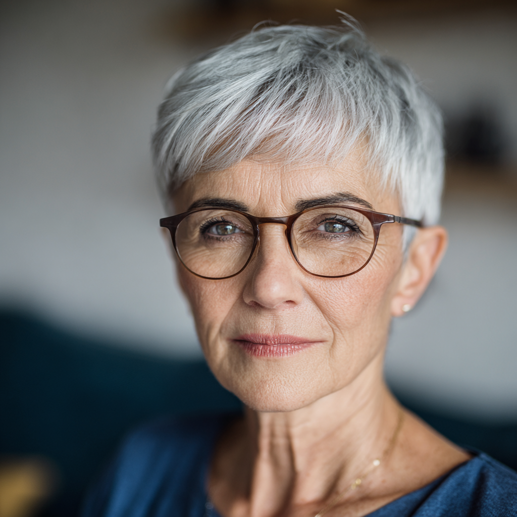 Chic Silver Textured Pixie Cut with Subtle Volume