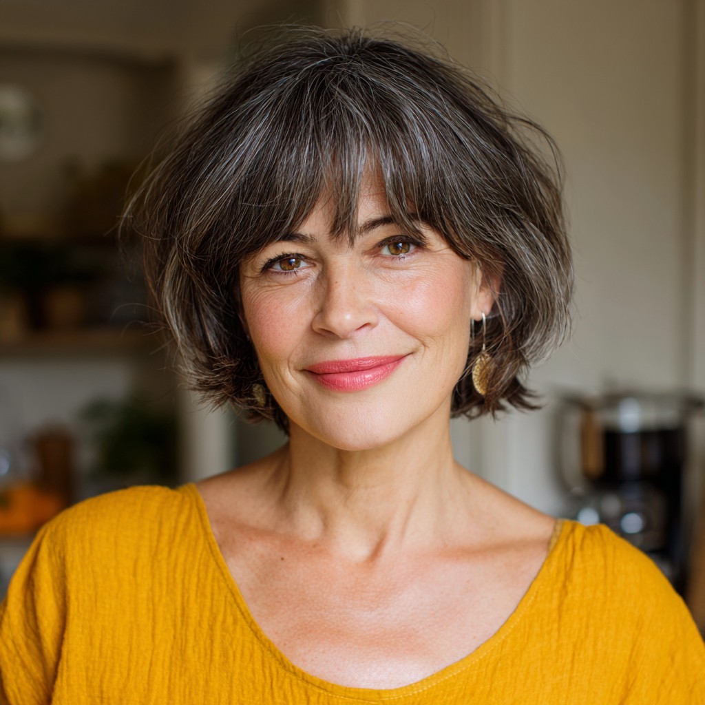 Chic Soft Textured Bob with Wispy Bangs
