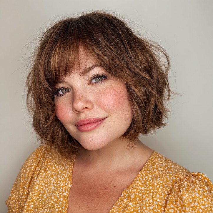 Chic Textured Bob with Soft Bangs