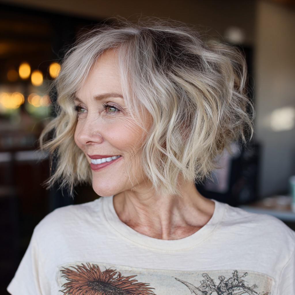 Chic Textured Inverted Bob with Soft Waves