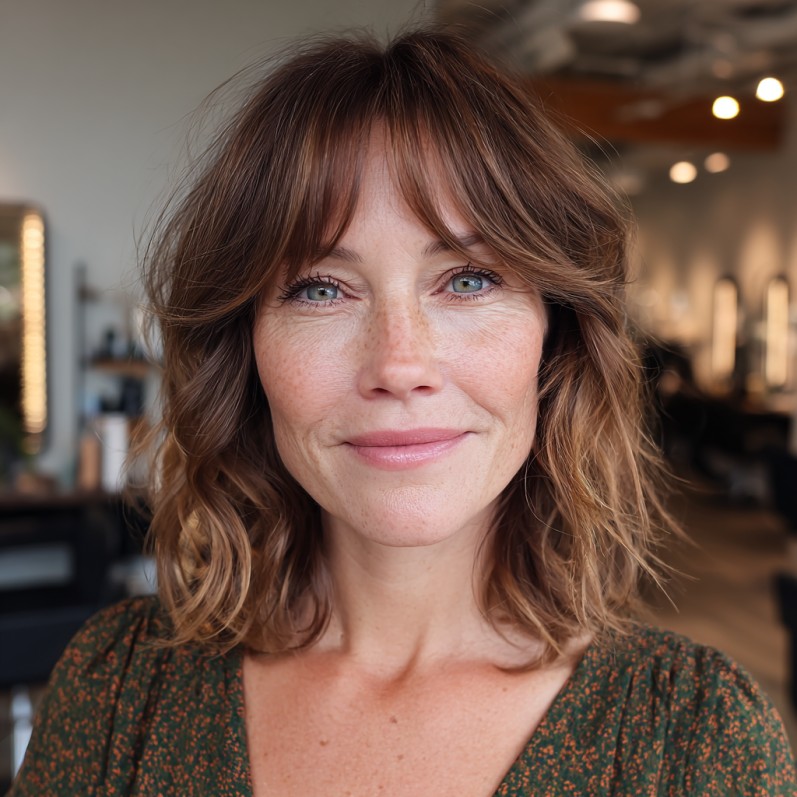 Chic Textured Lob with Soft Bangs