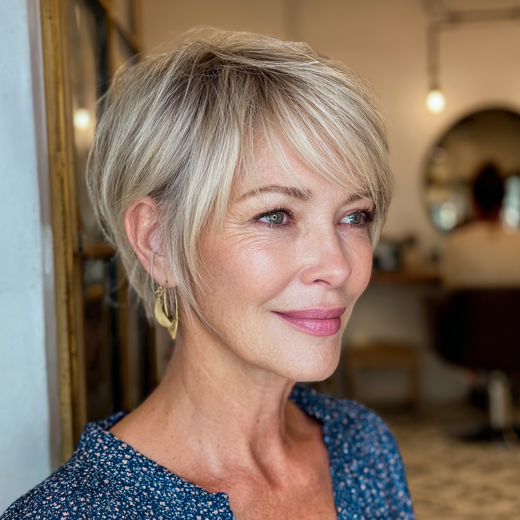 Chic Textured Pixie Cut with Soft Blonde Highlights
