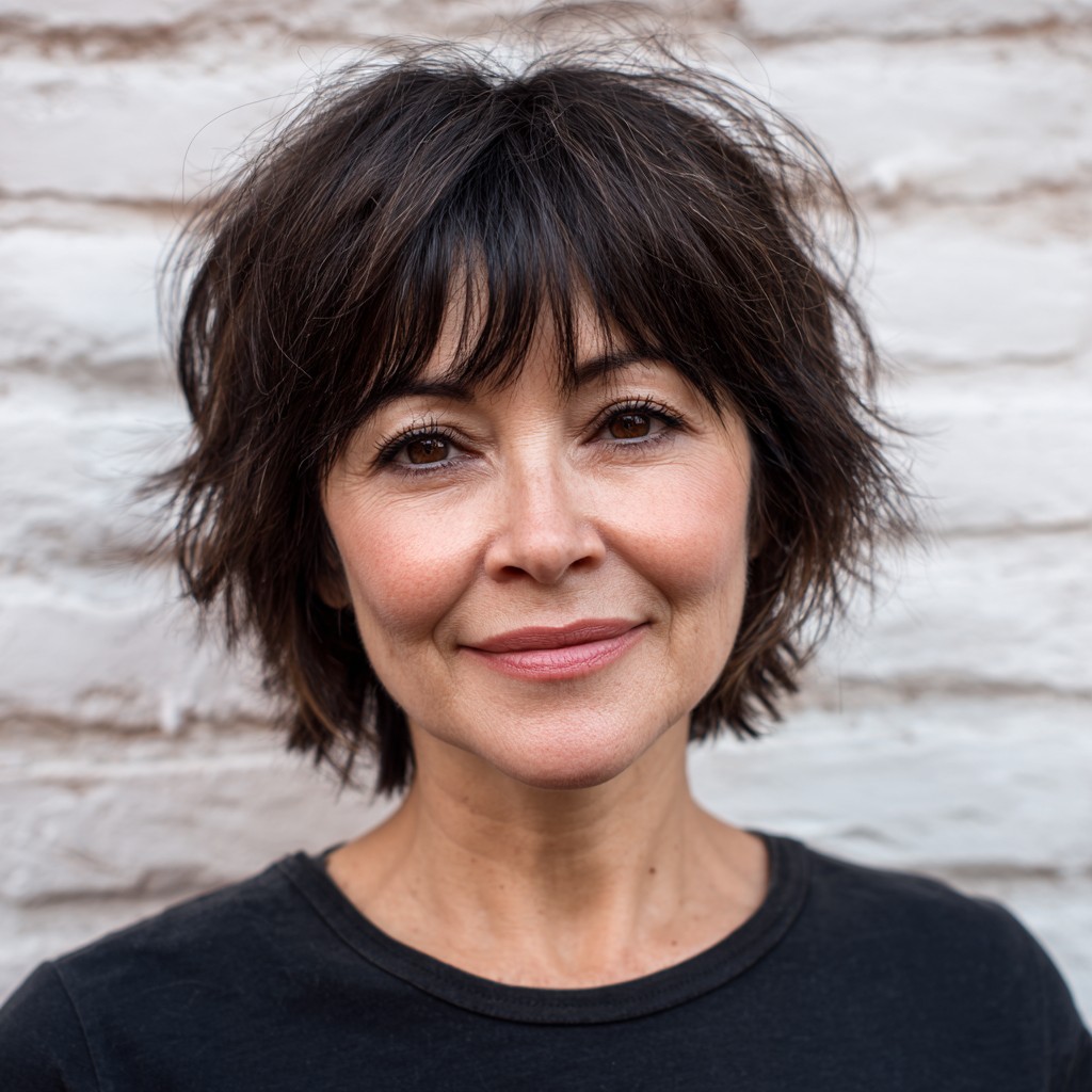 Chic Textured Shag with Wispy Bangs