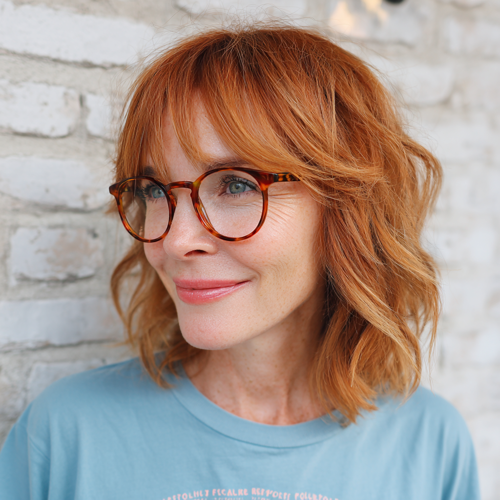 Chic Textured Shoulder-Length Cut with Birkin Bangs