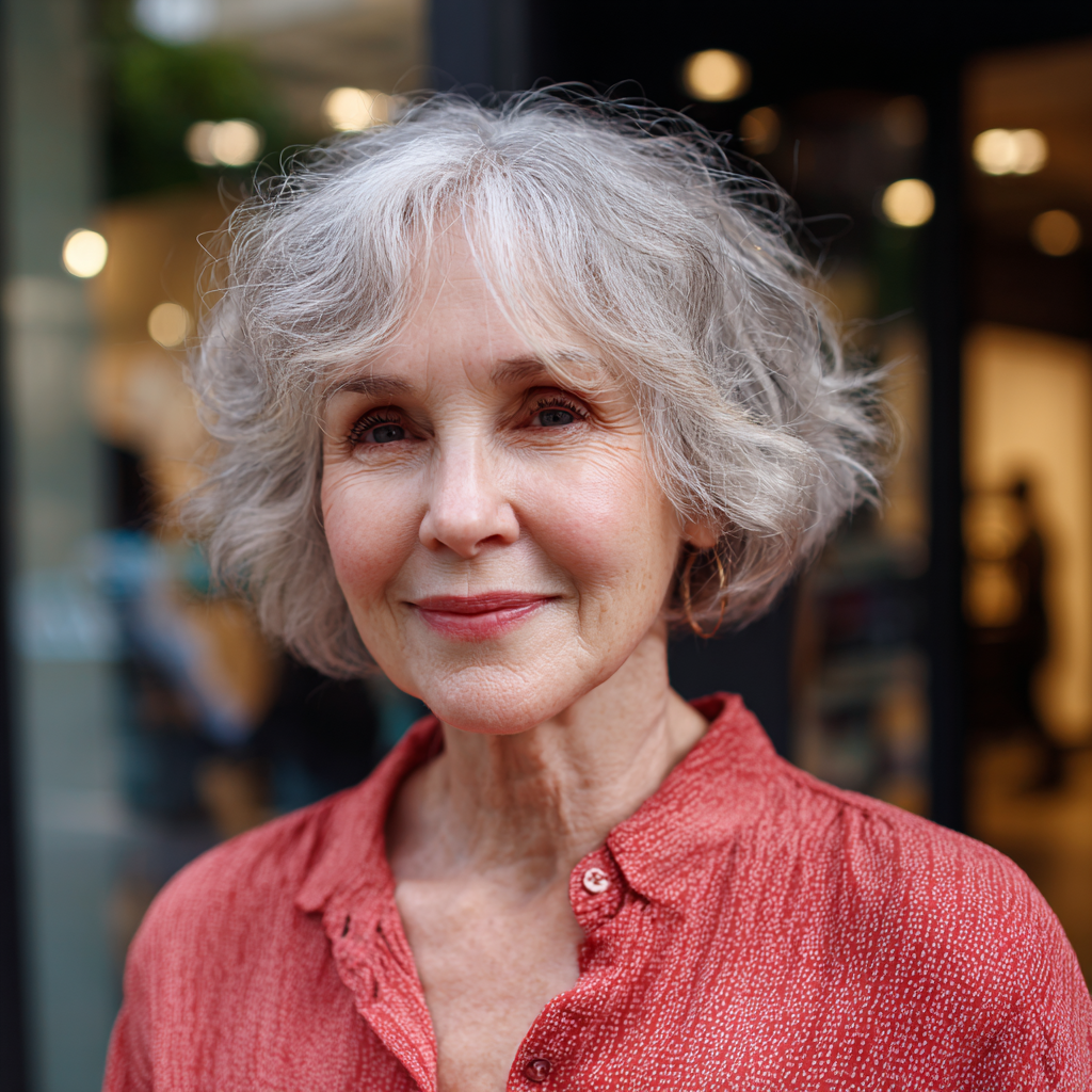 Chic Textured Silver Bob with Soft Curls