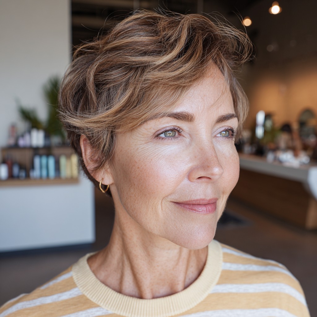 Chic Textured Tapered Pixie with Soft Waves