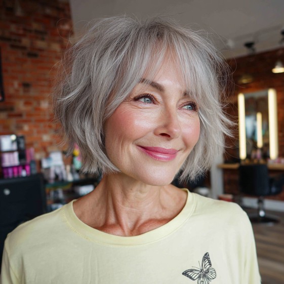 Chic Wavy Jaw-Length Bob with Textured Layers