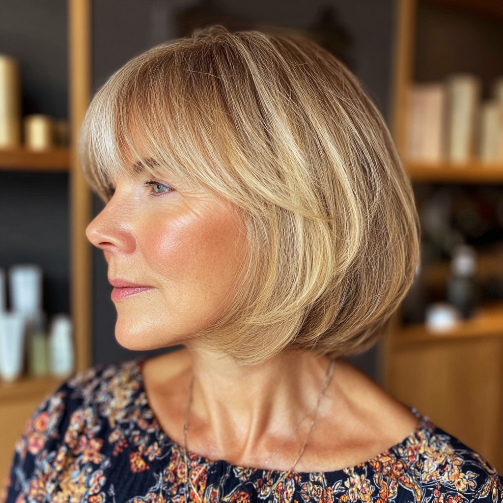 Classic Textured Bob with Soft Blonde Highlights