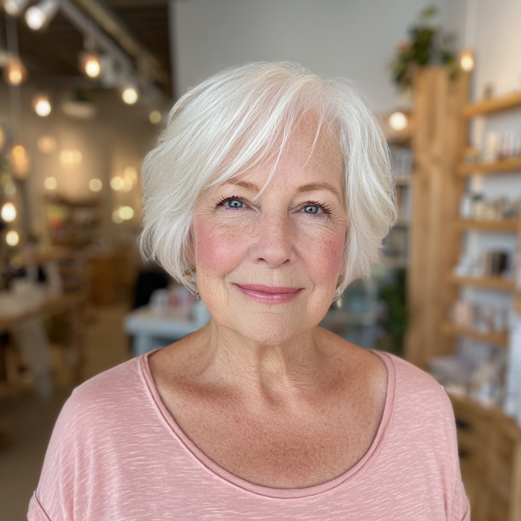 Classic Textured White Bob with Soft Waves