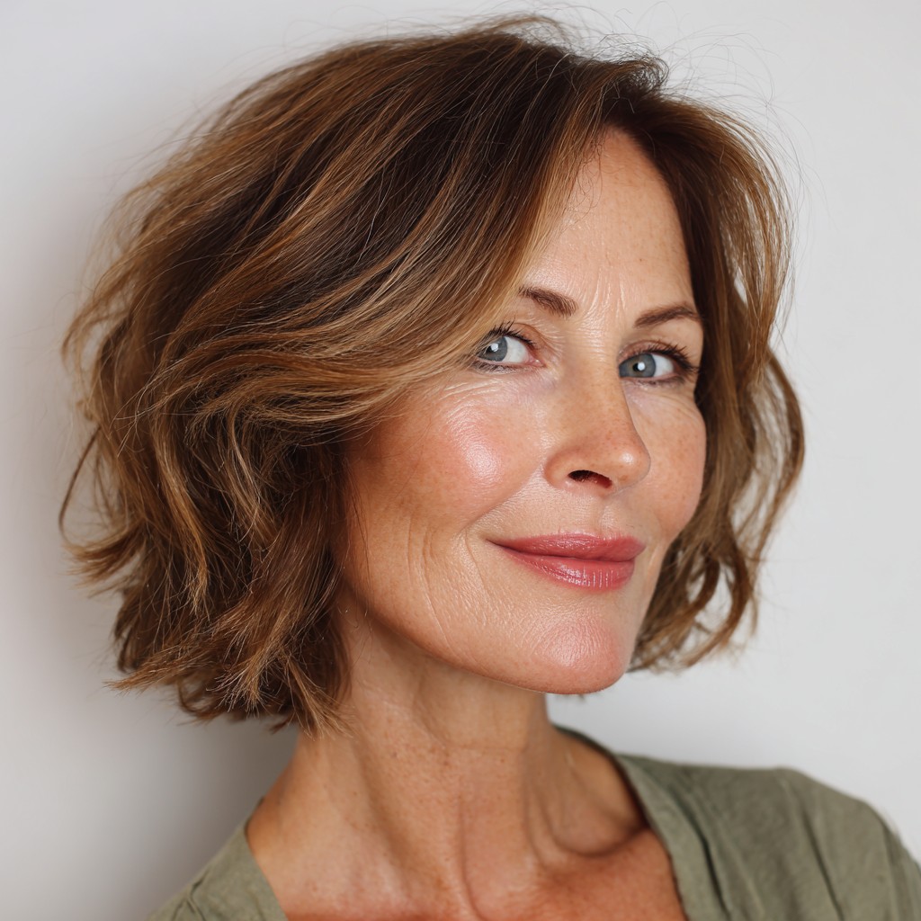 Effortless Wavy Lob with Subtle Layers