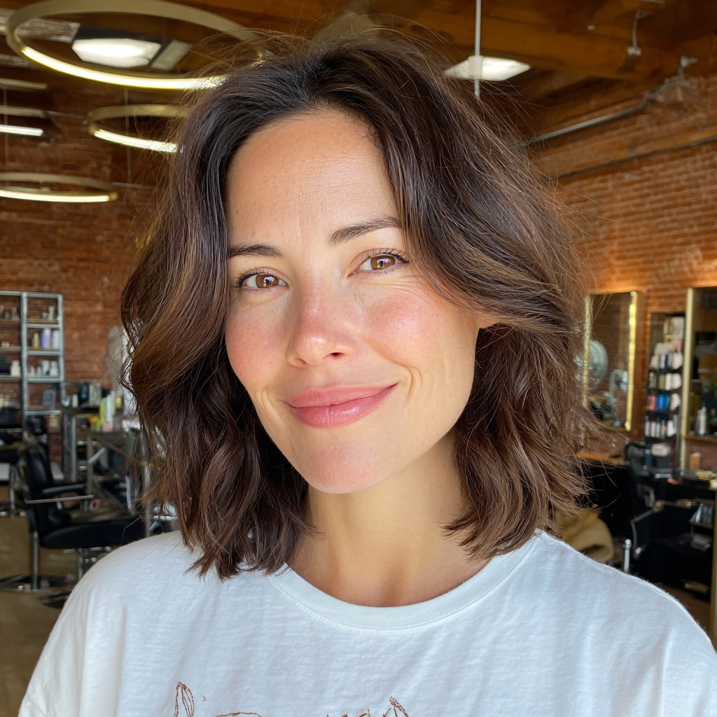 Effortlessly Chic Shoulder-Length Wavy Bob