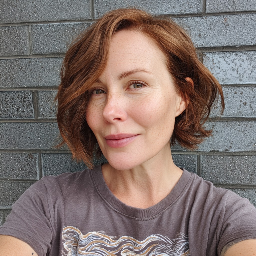 Effortlessly Chic Textured Bob with Warm Highlights