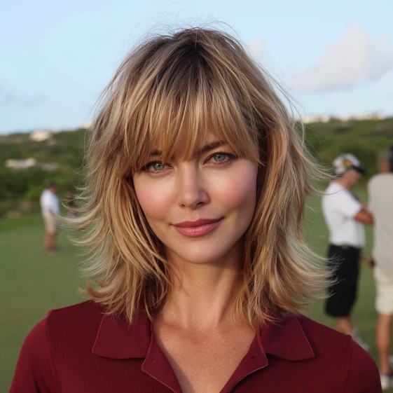 Effortlessly Chic Textured Shoulder-Length Cut with Soft Bangs