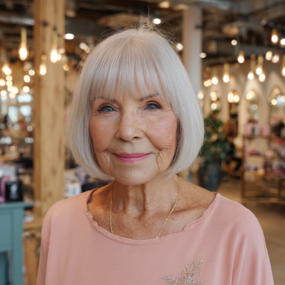 Elegant Jaw-Length Bob with Soft Bangs