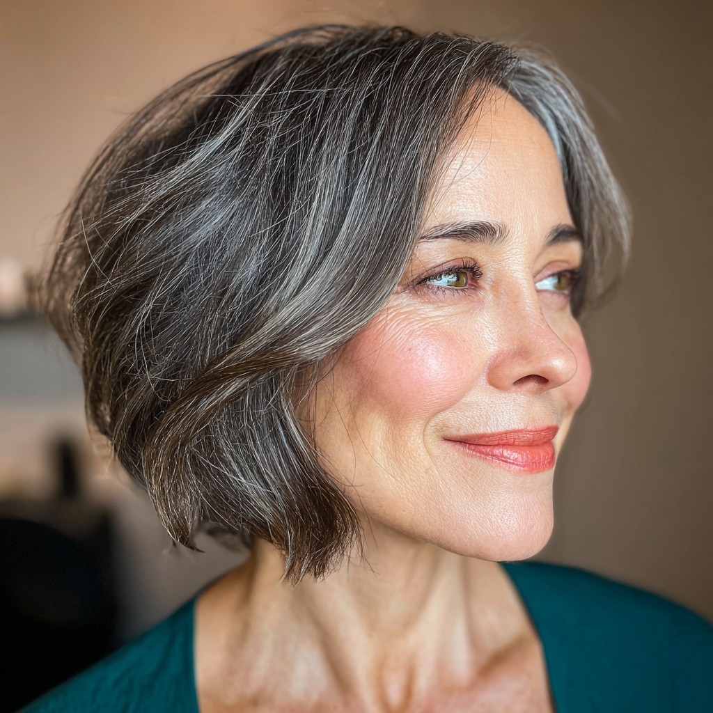 Elegant Silver Bob with Soft Waves