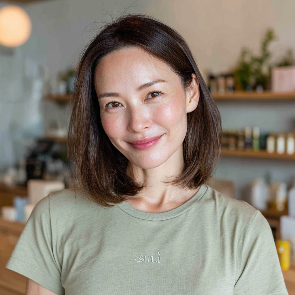 Elegant Smooth Shoulder-Length Bob with Subtle Layers