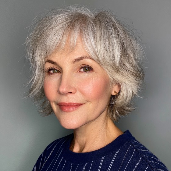 Elegant Soft Textured Bob with Wispy Layers