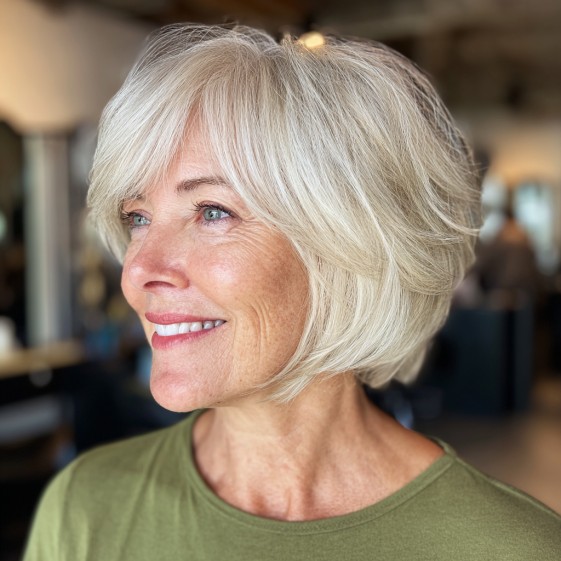 Elegant Softly Layered Jaw-Length Haircut