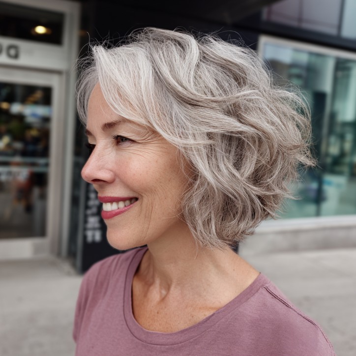 Elegant Softly Textured Inverted Bob with Gentle Waves