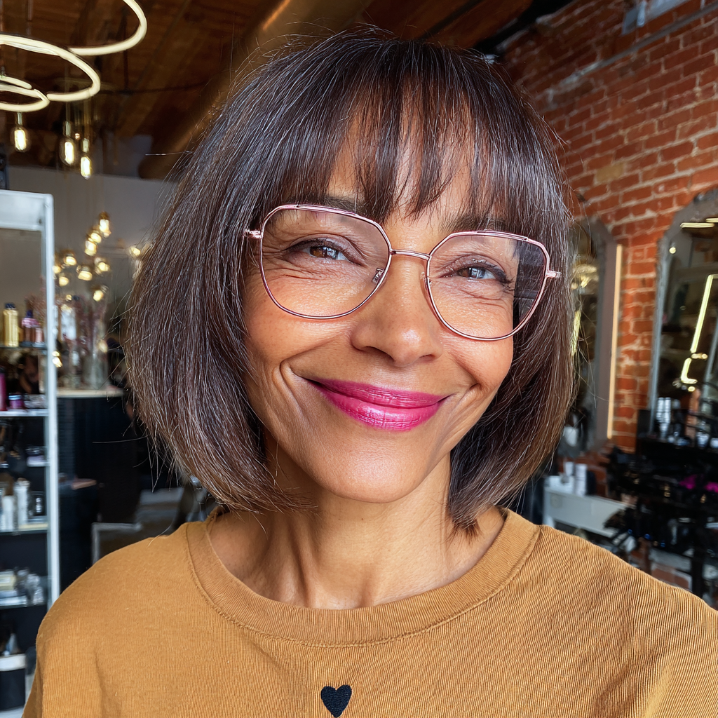 Elegant Straight Lob with Birkin Bangs