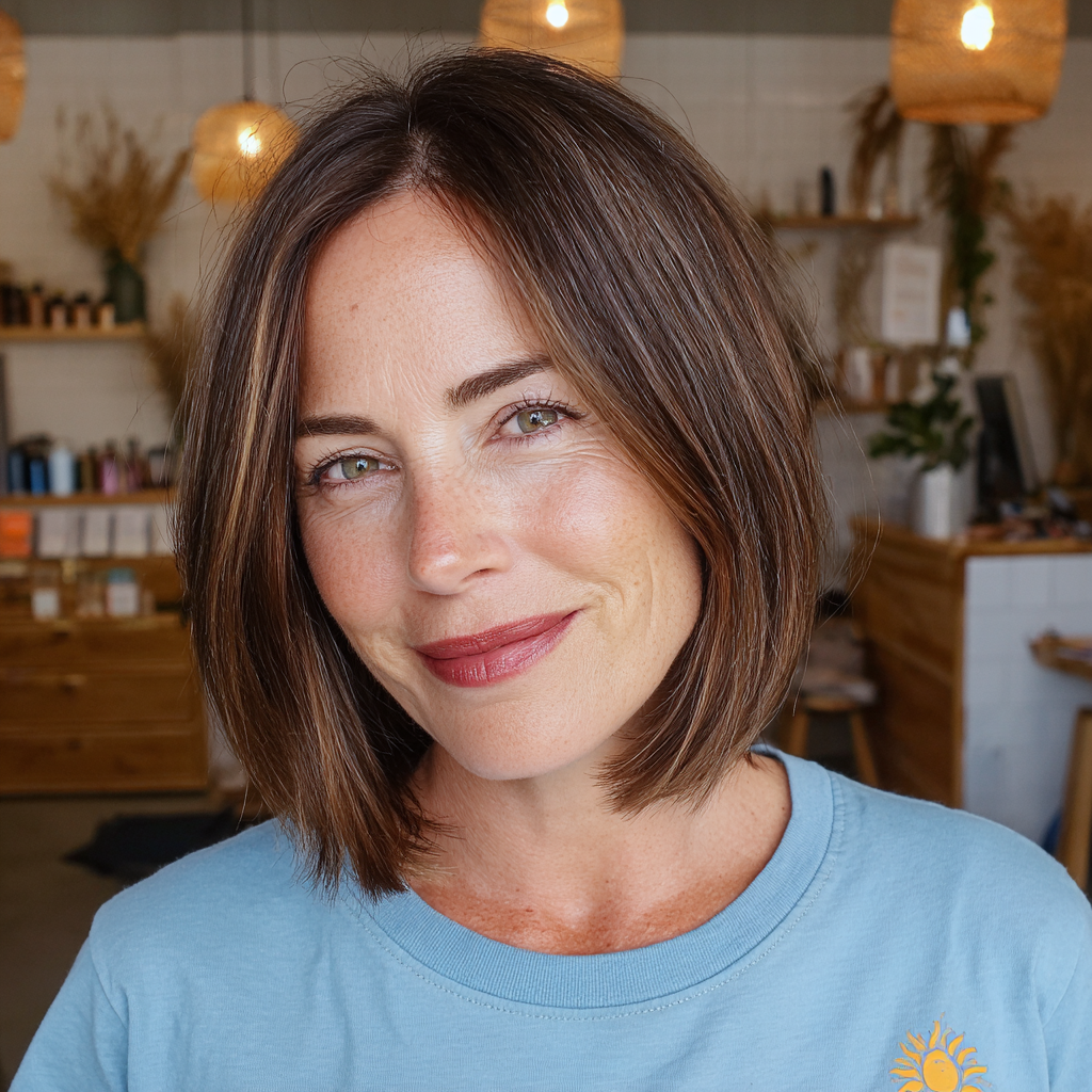 Elegant Subtle Layered Bob with Soft Highlights