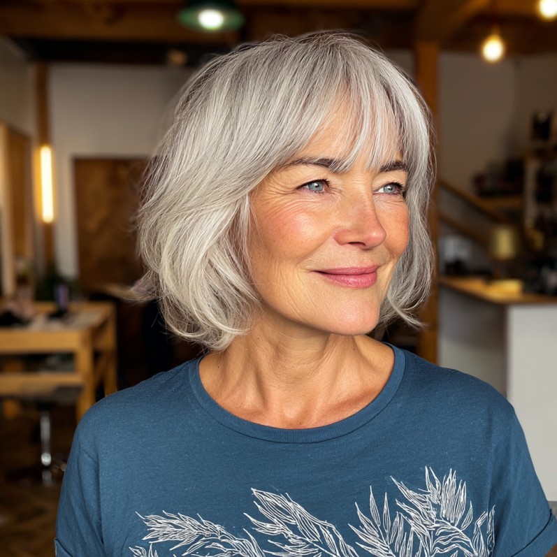 Elegant Textured Bob with Birkin Bangs