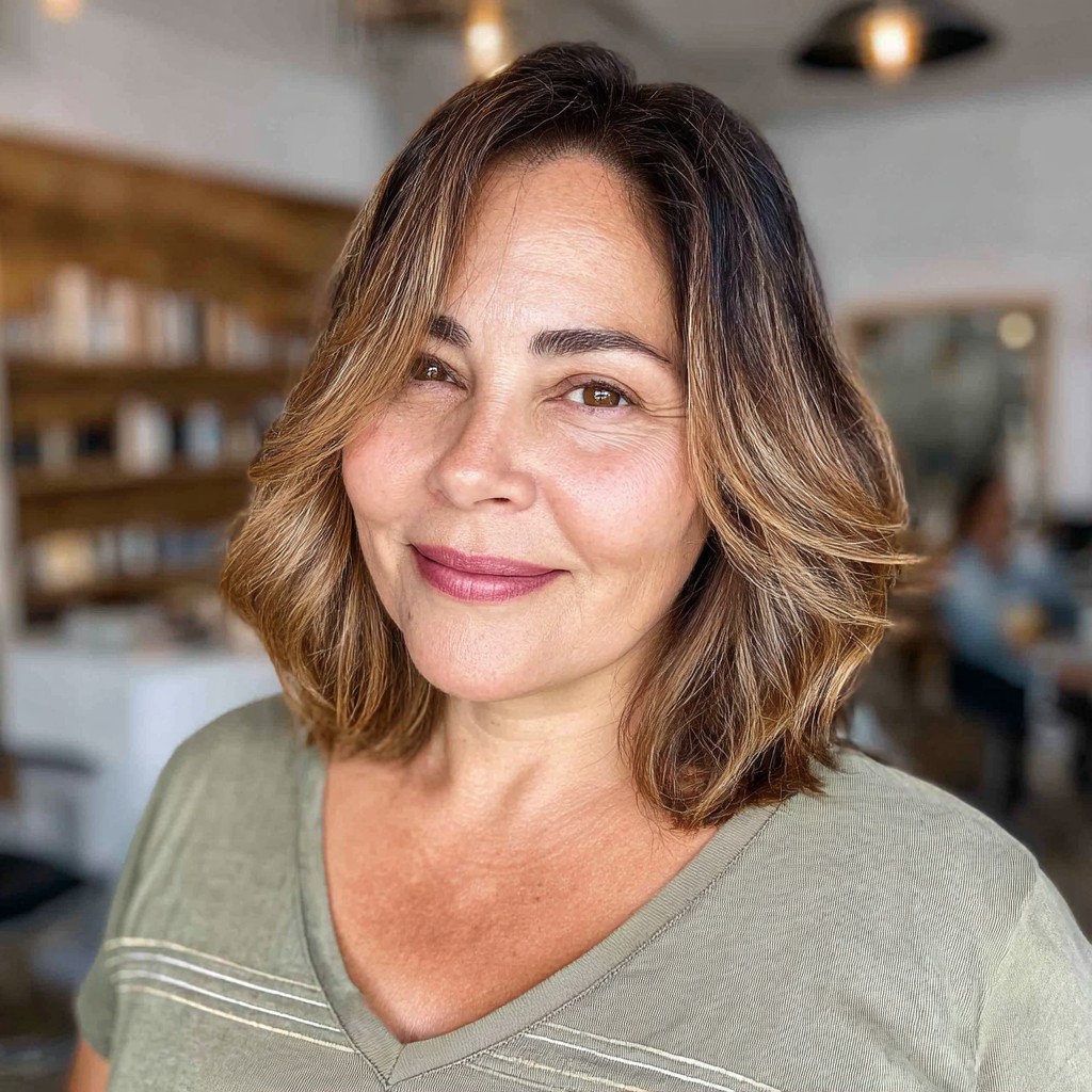 Modern Layered Balayage with Soft Waves