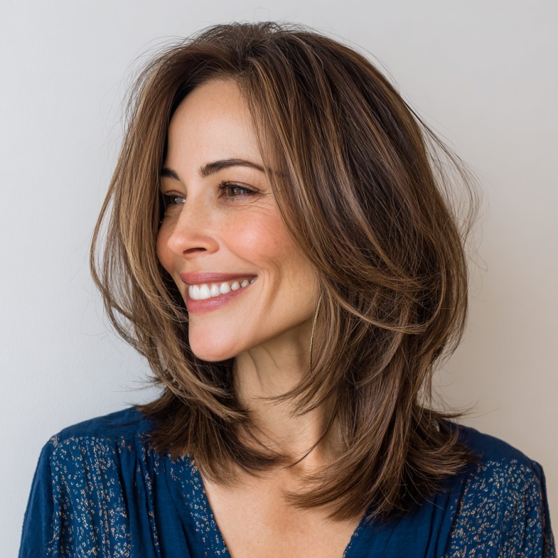 Modern Layered Cut with Subtle Face-Framing Highlights