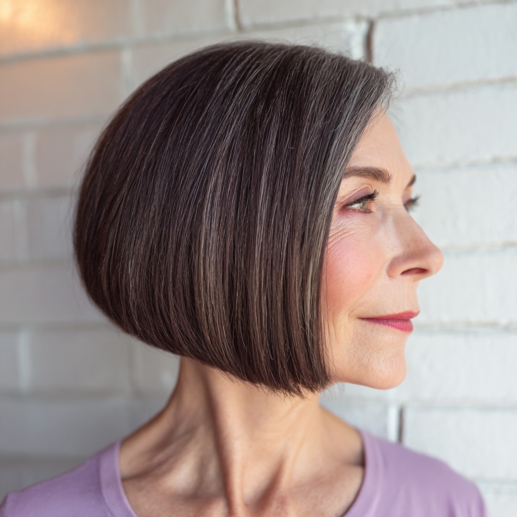 Modern Sleek Inverted Bob with Subtle Highlights