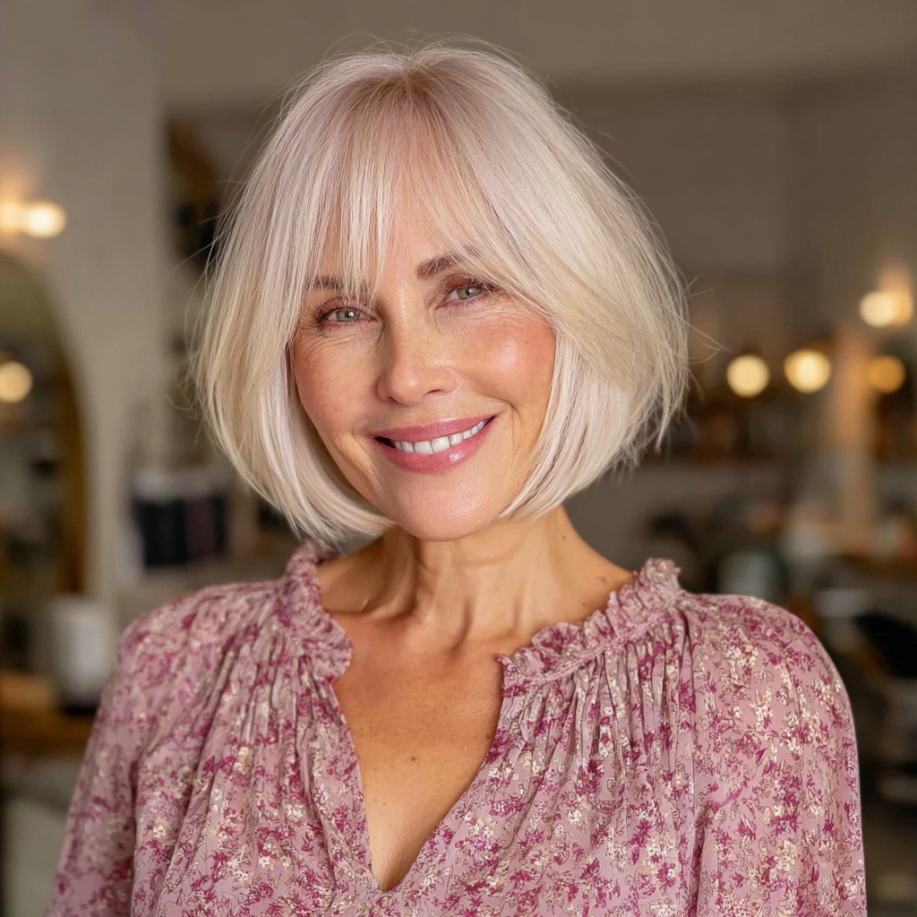 Modern Textured Bob with Soft Blonde Highlights