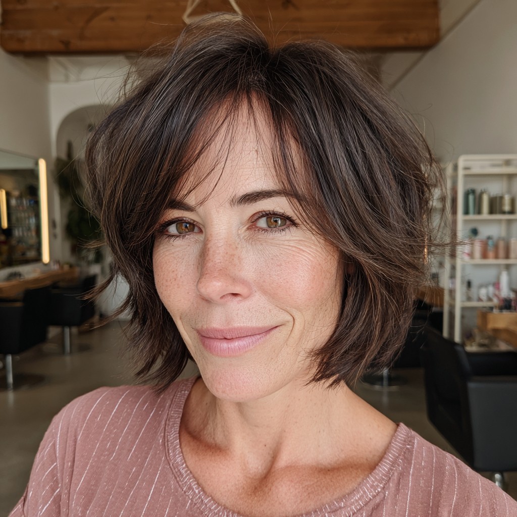 Modern Textured Bob with Wispy Bangs