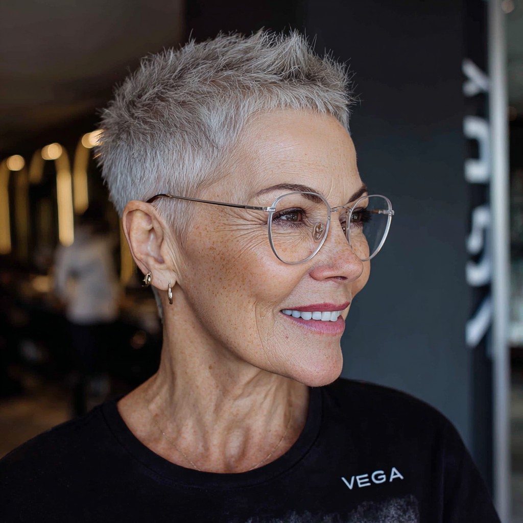 Modern Textured Silver Pixie with Playful Edges