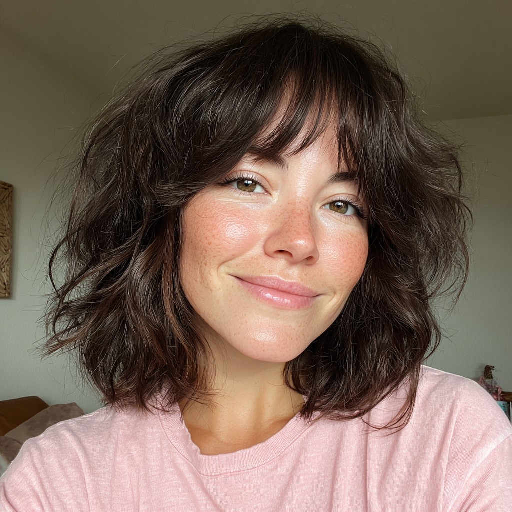 Playful Textured Bob with Fringed Bangs