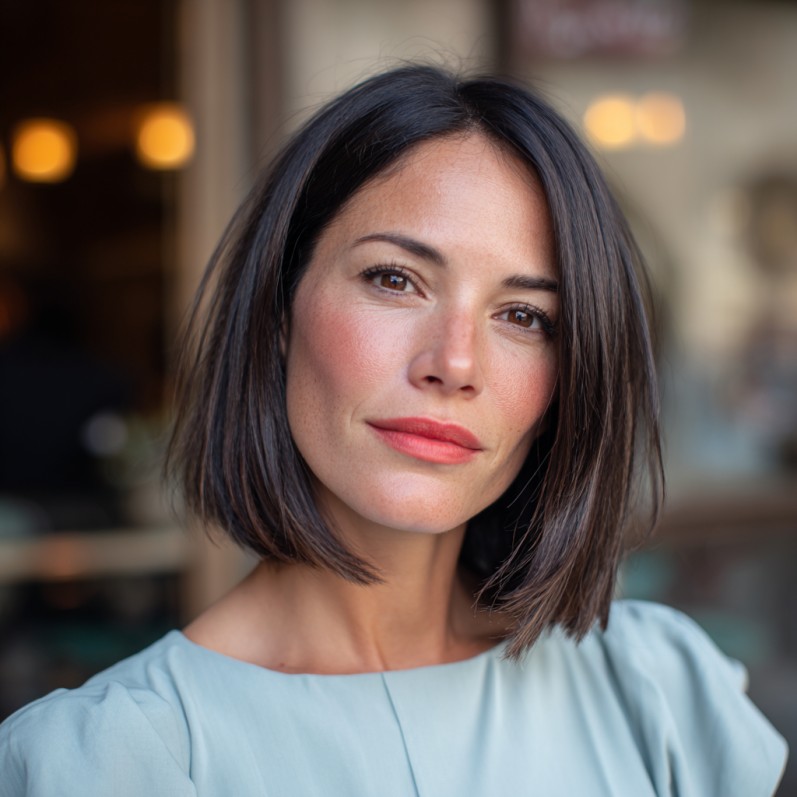 Sleek and Chic Blunt Cut with Subtle Movement