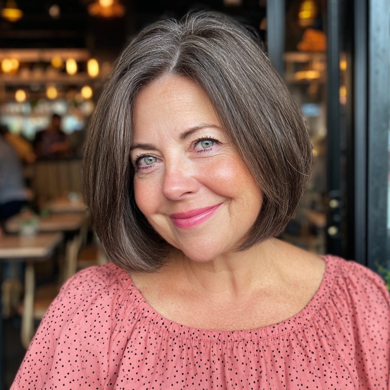 Sleek and Modern Blunt Bob with Subtle Highlights