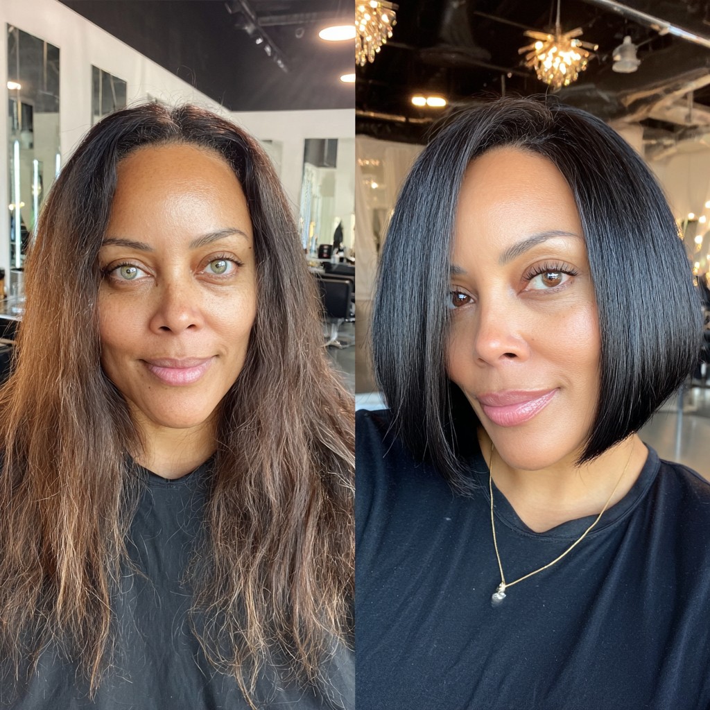 Sleek Angular Bob with Glossy Finish