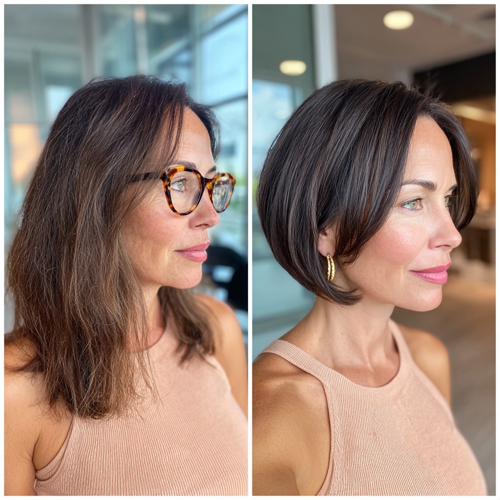 Sleek Angular Bob with Subtle Textured Ends