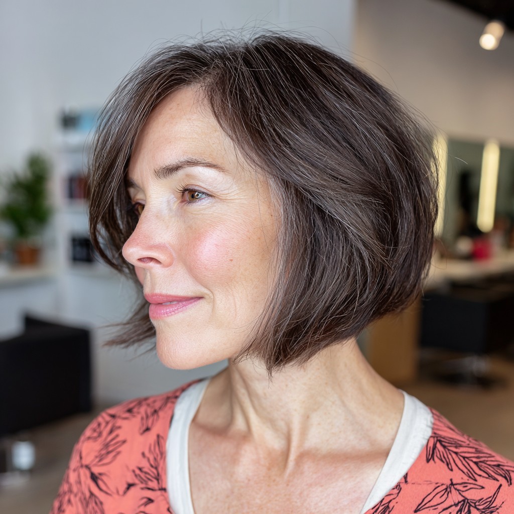 Sleek Asymmetrical Inverted Bob with Soft Layers