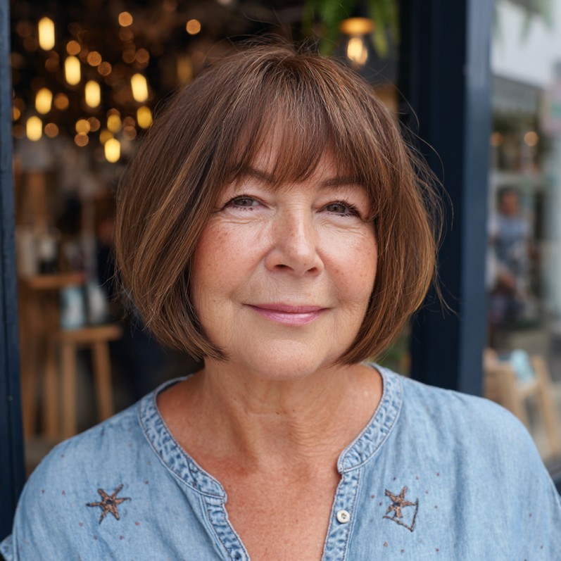 Sleek Blunt Bob with Soft Bangs