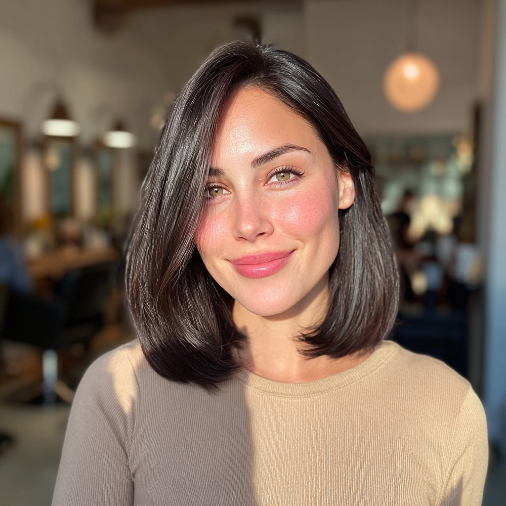 Sleek Blunt Shoulder-Length Bob with Subtle Movement