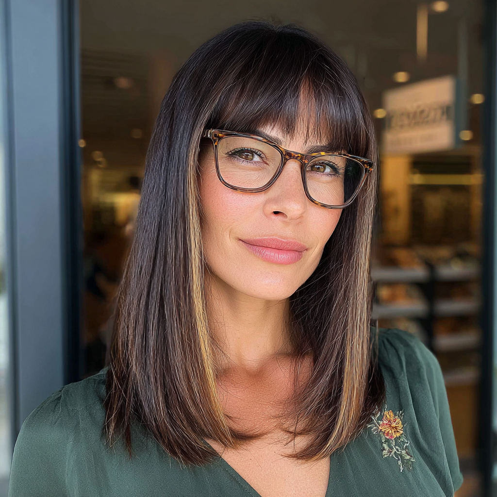 Sleek Long Cut with Birkin Bangs