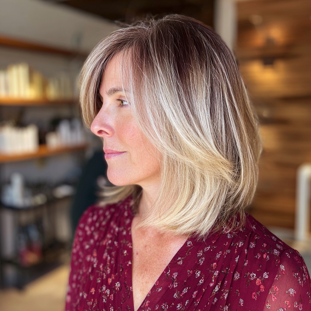 Soft Blended Lob with Subtle Ashy Highlights