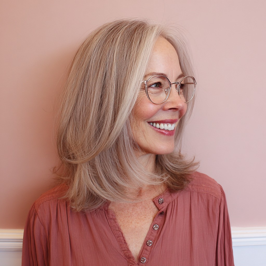 Soft Layered Cut with Cool Ash Blonde Highlights