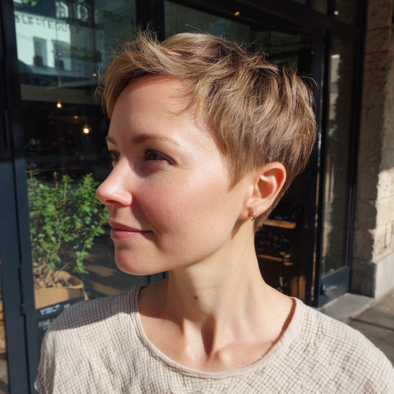 Soft Textured Pixie Cut with Subtle Volume