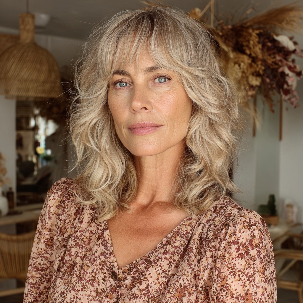 Soft Textured Waves with Subtle Blonde Highlights