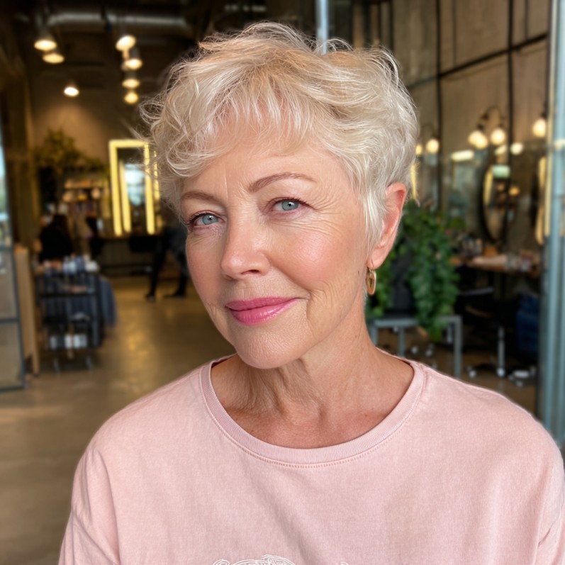 Soft Textured Wavy Pixie with Delicate Layers